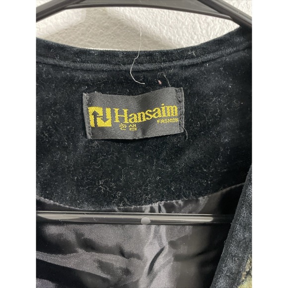 Hansaim Women's Velvet Vest Floral Button Front Lined - Picture 2 of 5